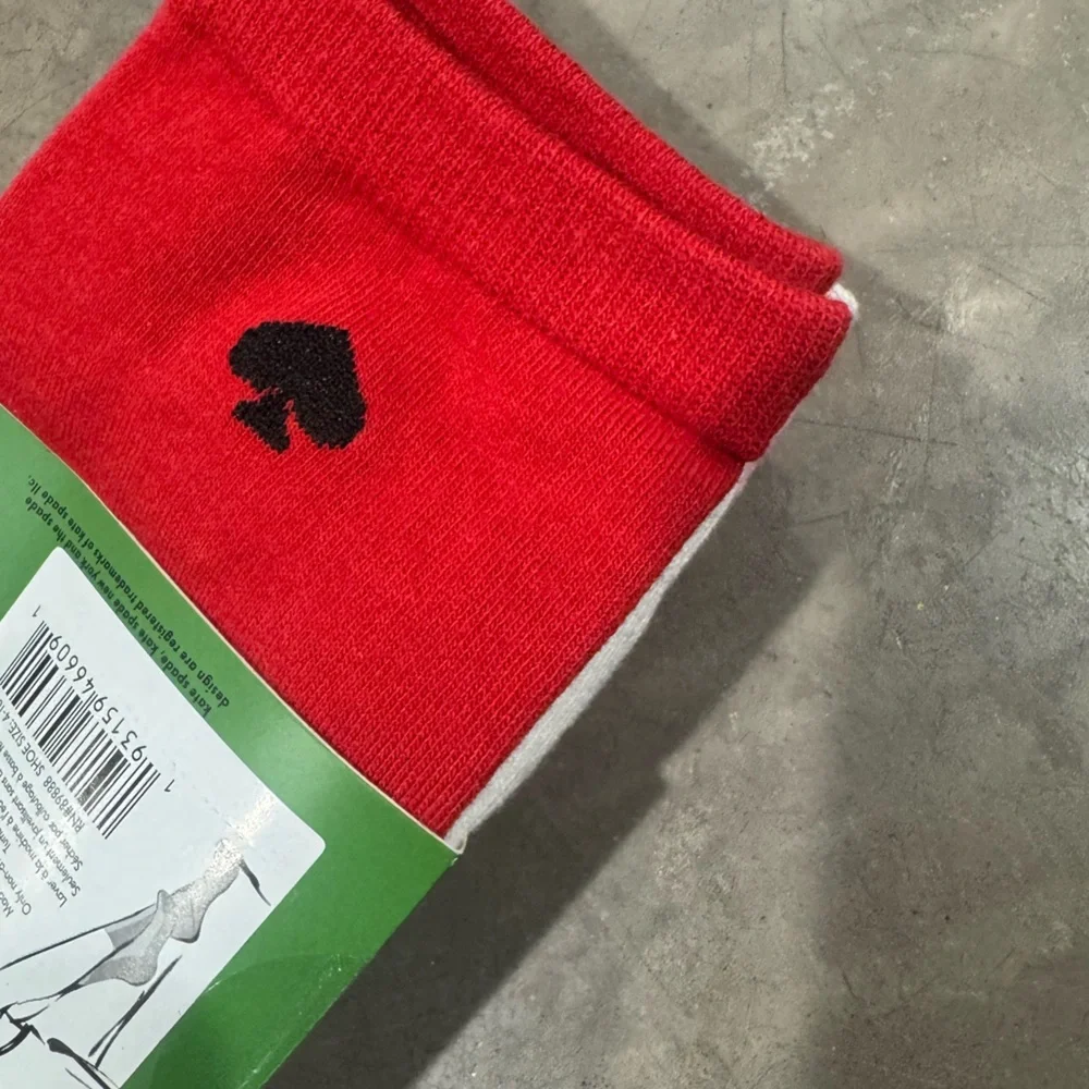 Kate Spade ♠️ trio of  Pink Polka Dot Crew Socks plus solid white/red pairs